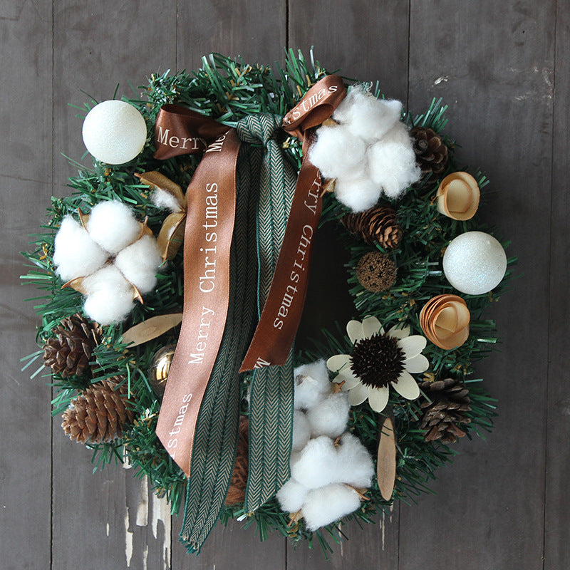 Cotton Pinecone Rattan Woven Christmas Garland - HOMYEA