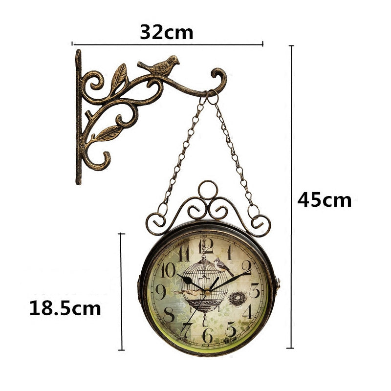 Retro Two-sided Wall Clock - HOMYEA