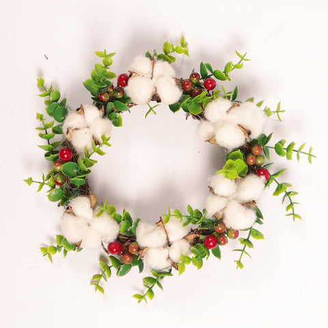 Rattan Cotton Christmas Wreath - HOMYEA