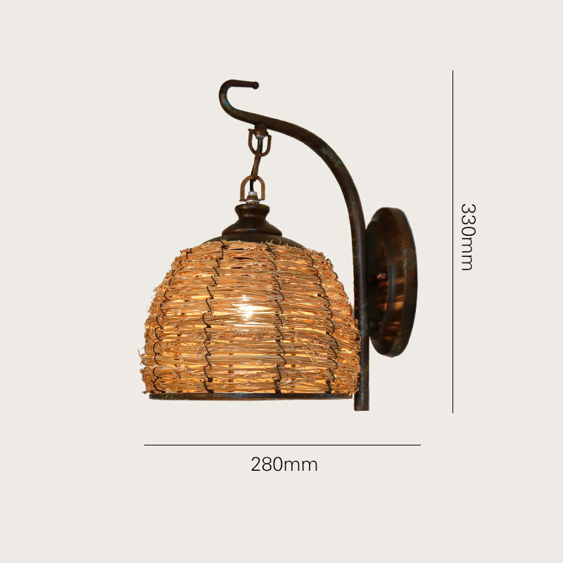 American Country Hand Rattan Sconces - HOMYEA