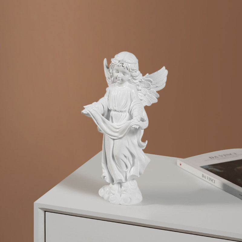 Modern White Angel Resin Sculpture - HOMYEA