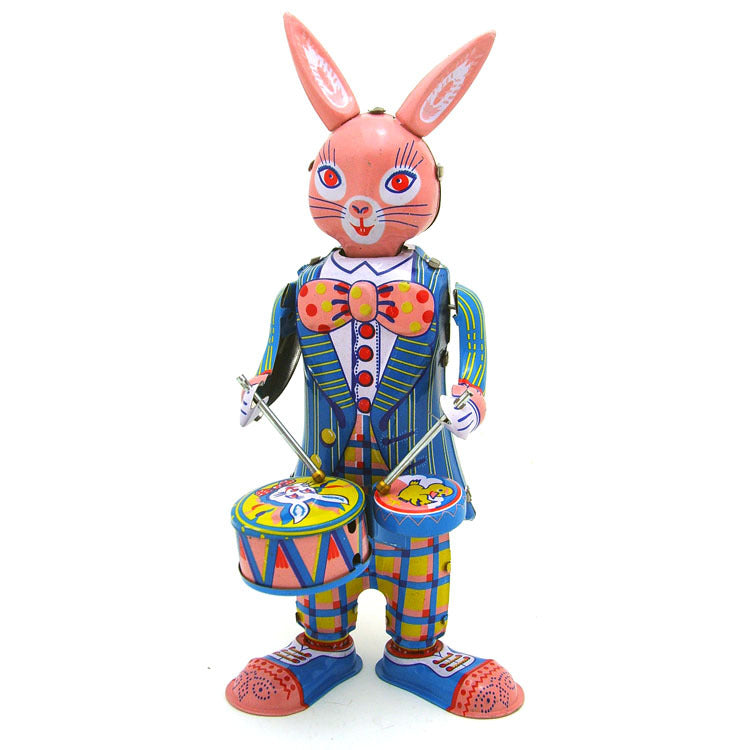 Nostalgic Tin Rabbit Drumming Wind-up Toy - HOMYEA