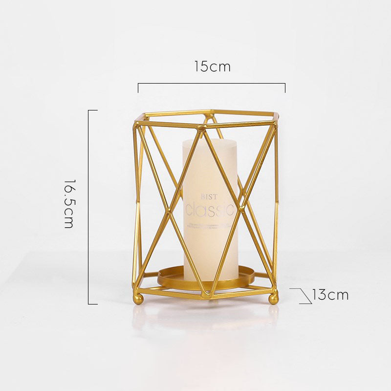 Gold Geometric Wrought Candle Holder - HOMYEA