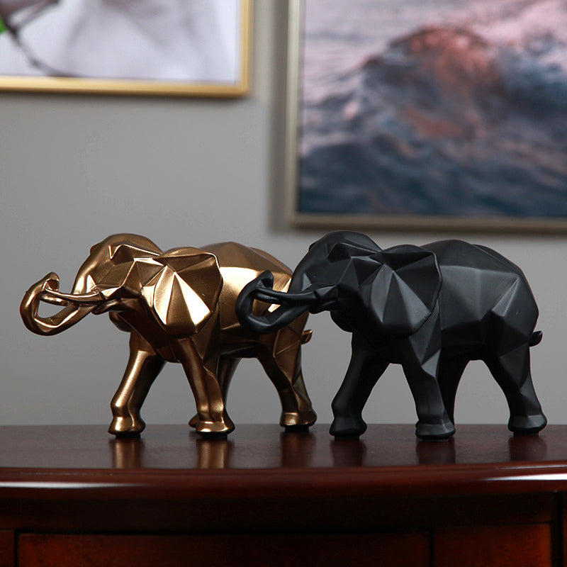 Black / Gold 3D Elephant Sculpture - HOMYEA