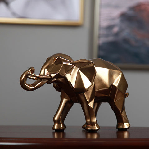 Black / Gold 3D Elephant Sculpture - HOMYEA