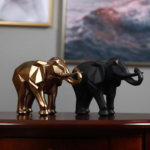 Black / Gold 3D Elephant Sculpture - HOMYEA