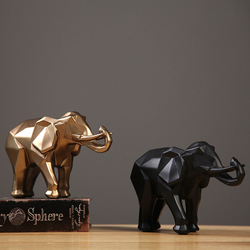 Black / Gold 3D Elephant Sculpture - HOMYEA