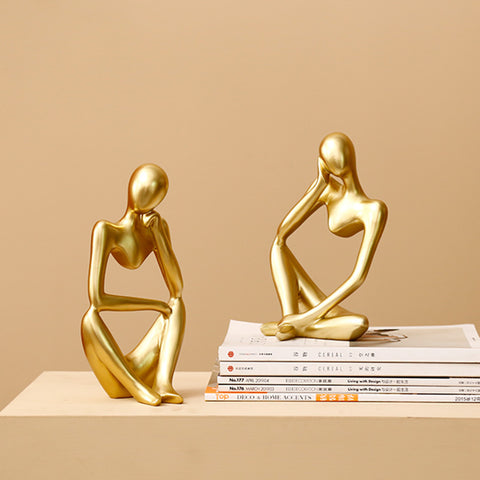 Golden Abstract Character Sculptures - HOMYEA