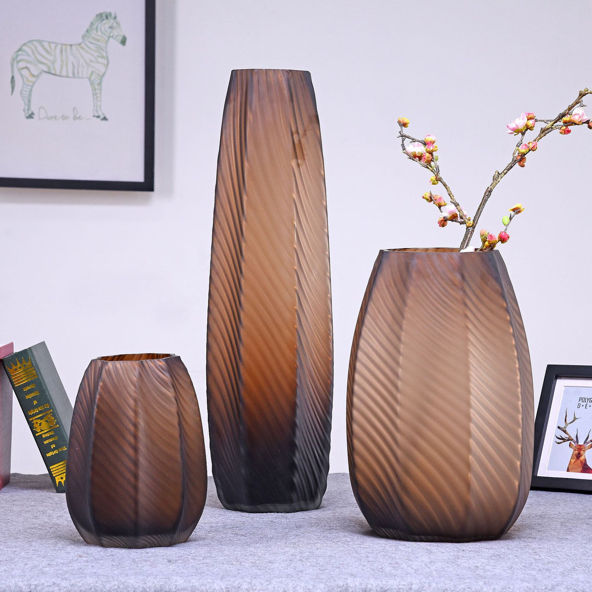 Gradient Brown Glass Vase - HOMYEA