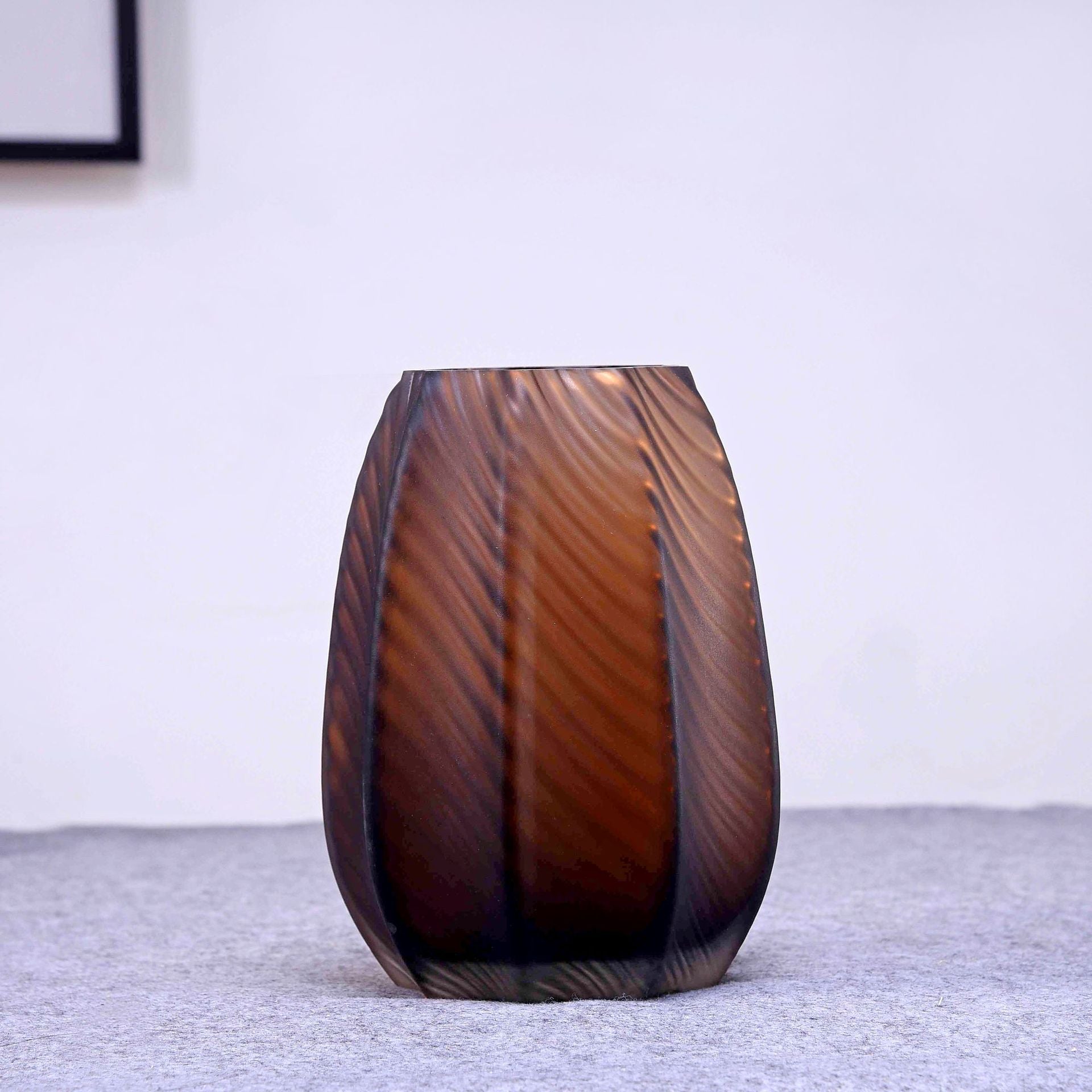 Gradient Brown Glass Vase - HOMYEA