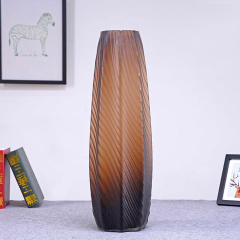 Gradient Brown Glass Vase - HOMYEA