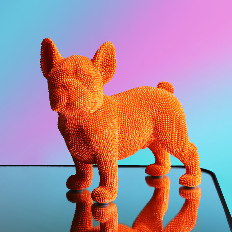 Granular Pixel Bulldog Figurine - HOMYEA