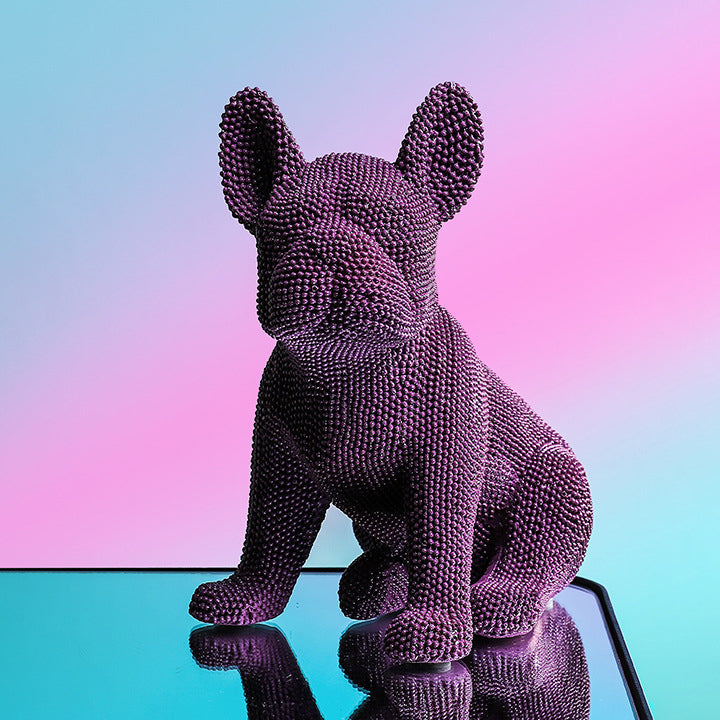 Granular Pixel Bulldog Figurine - HOMYEA