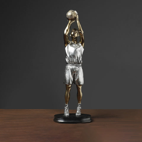 Silver Gold Basketball Player Sculpture - HOMYEA