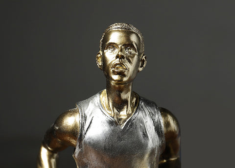 Silver Gold Basketball Player Sculpture - HOMYEA