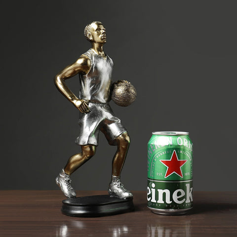 Silver Gold Basketball Player Sculpture - HOMYEA