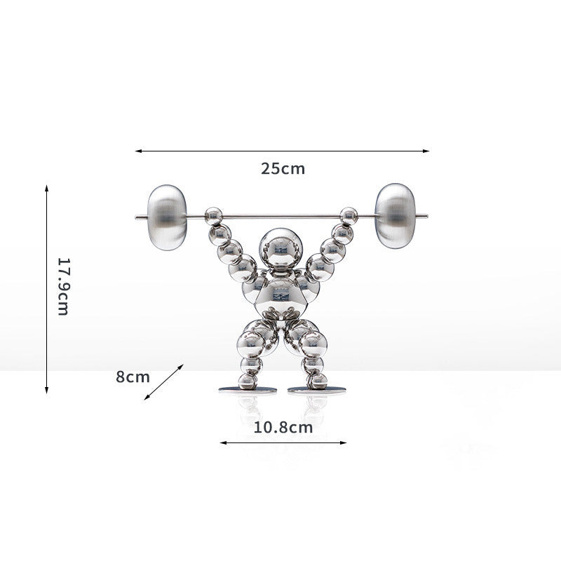 Stainless Steel Weightlifter Abstract Ornament - HOMYEA