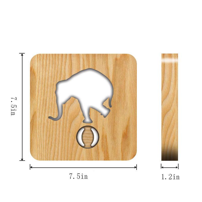 LED Elephant Playing Wooden Lamp - HOMYEA