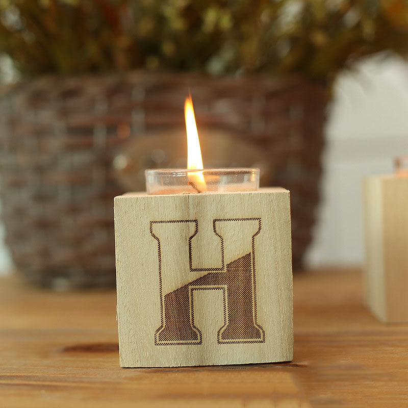 Wooden Letter Contracted Romantic Candle Stand - HOMYEA