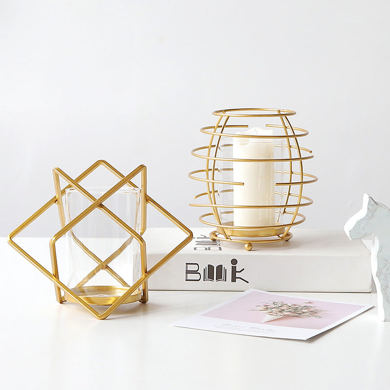 Geometric Metal Candle Holder - HOMYEA