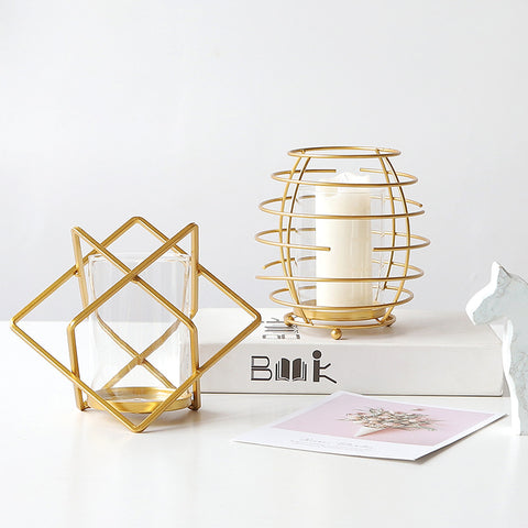 Geometric Metal Candle Holder - HOMYEA