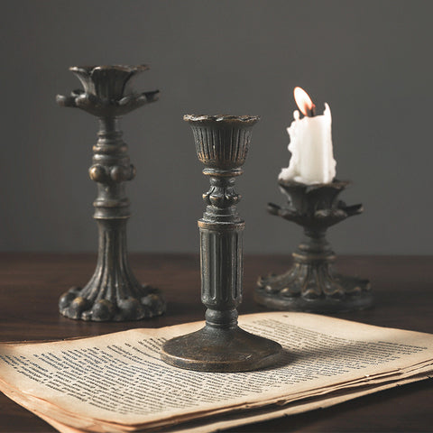 Vintage Resin Bronze Candle Holder - HOMYEA