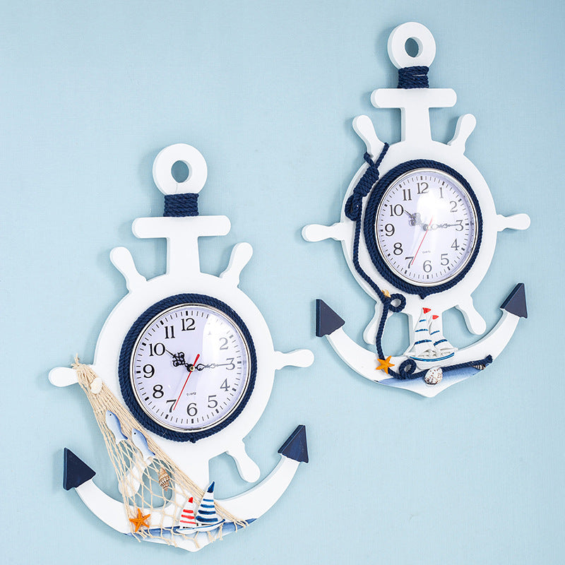 Blue and White Boat Rudder Clock - HOMYEA