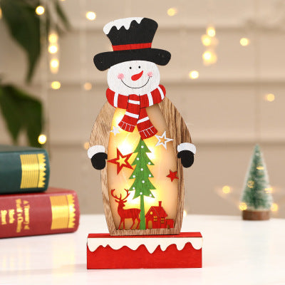 Glowing Painted Wooden Santa Claus - HOMYEA