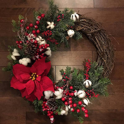 Christmas Ring Simulation Cotton Wreath - HOMYEA