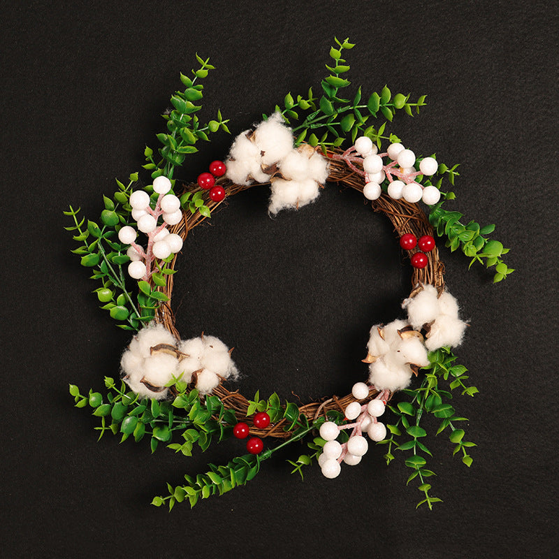 Rattan Cotton Christmas Wreath - HOMYEA