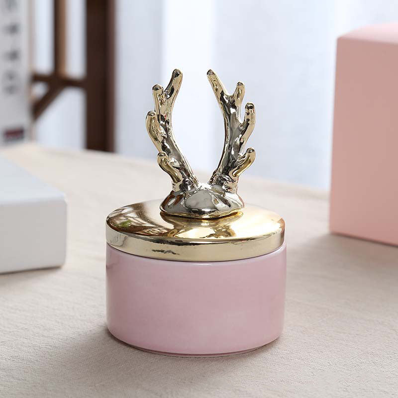 Golden Antler Ceramic Storage Box - HOMYEA