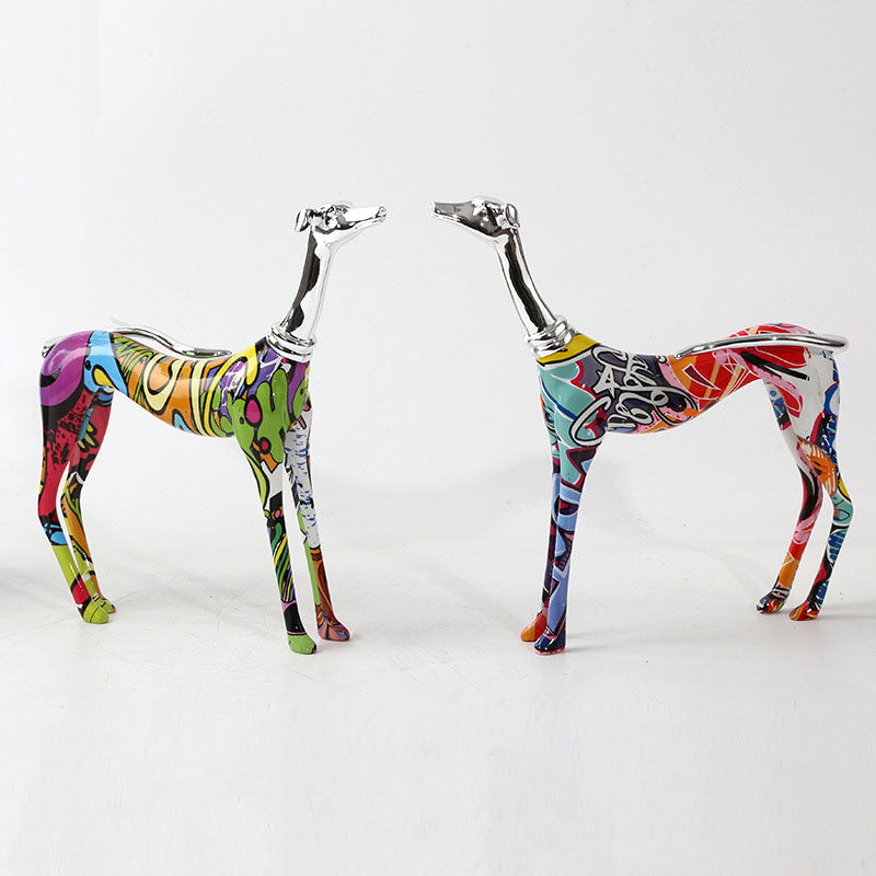 Abstract Dobermann Colorful Plating Sculpture - HOMYEA