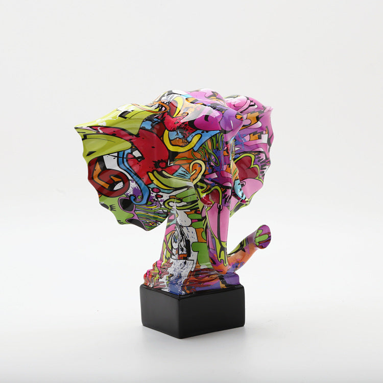 Abstract Elephant Head Colorful Resin Statue - HOMYEA