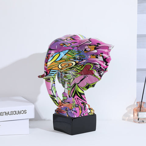 Abstract Elephant Head Colorful Resin Statue - HOMYEA