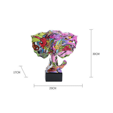 Abstract Elephant Head Colorful Resin Statue - HOMYEA