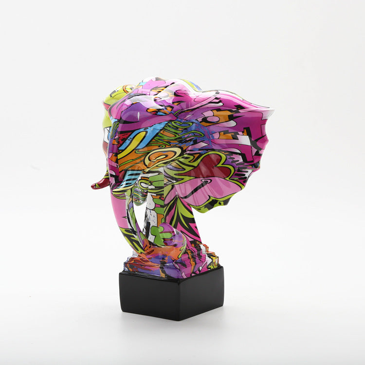 Abstract Elephant Head Colorful Resin Statue - HOMYEA