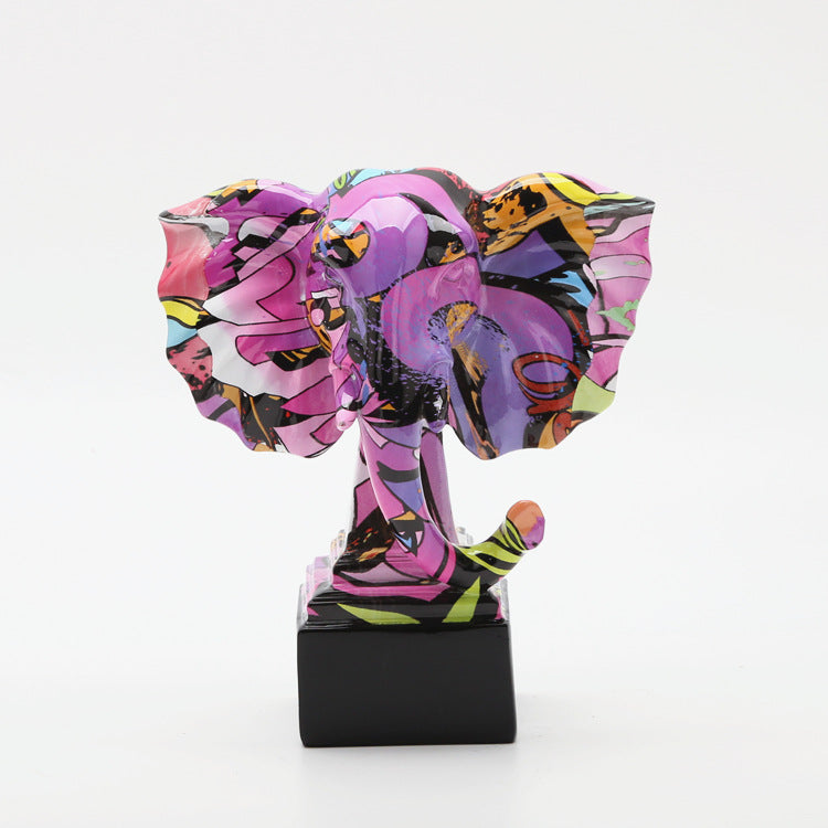 Abstract Elephant Head Colorful Resin Statue - HOMYEA