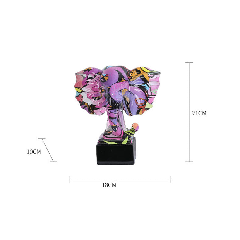 Abstract Elephant Head Colorful Resin Statue - HOMYEA