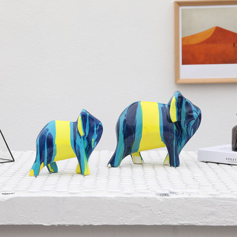 Abstract Mother & Child Elephant Colorful Statue - A Set - HOMYEA