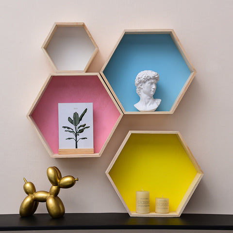 A Set of Hexagonal Wall Rack - HOMYEA