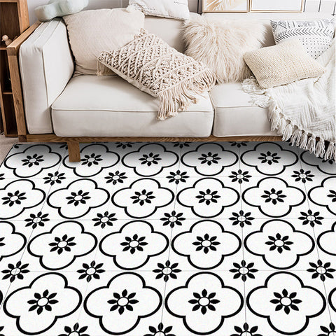 Black and White Pattern Rectangular Rugs - HOMYEA