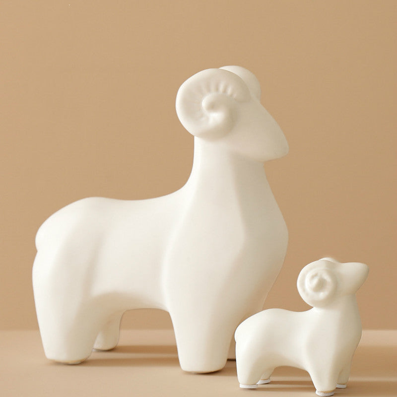 Ceramic Lamb Sculpture - HOMYEA