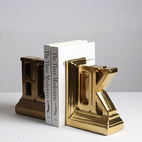 Simple Electroplating Gold Letter Bookend Desktop Decoration - HOMYEA