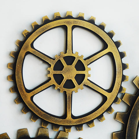 Vintage Wooden Gear Wall Trim - HOMYEA