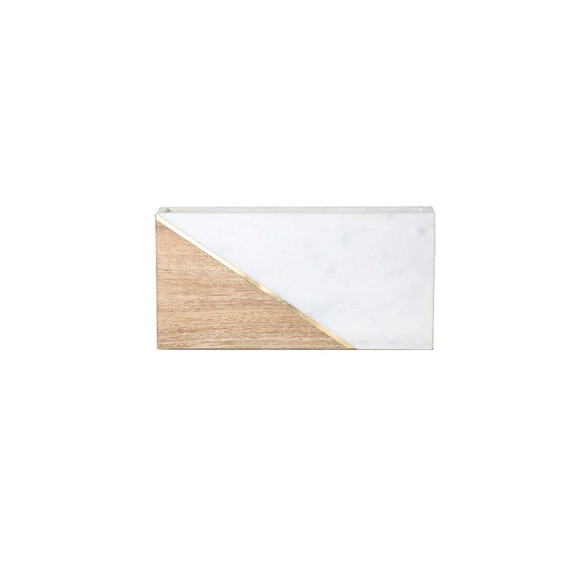 Simple Marble Creative Wood White Stone Vases - HOMYEA