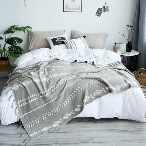 Herringbone Cotton Blanket - HOMYEA