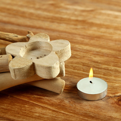 Handmade Wooden Flower Shape Candle Holder - HOMYEA