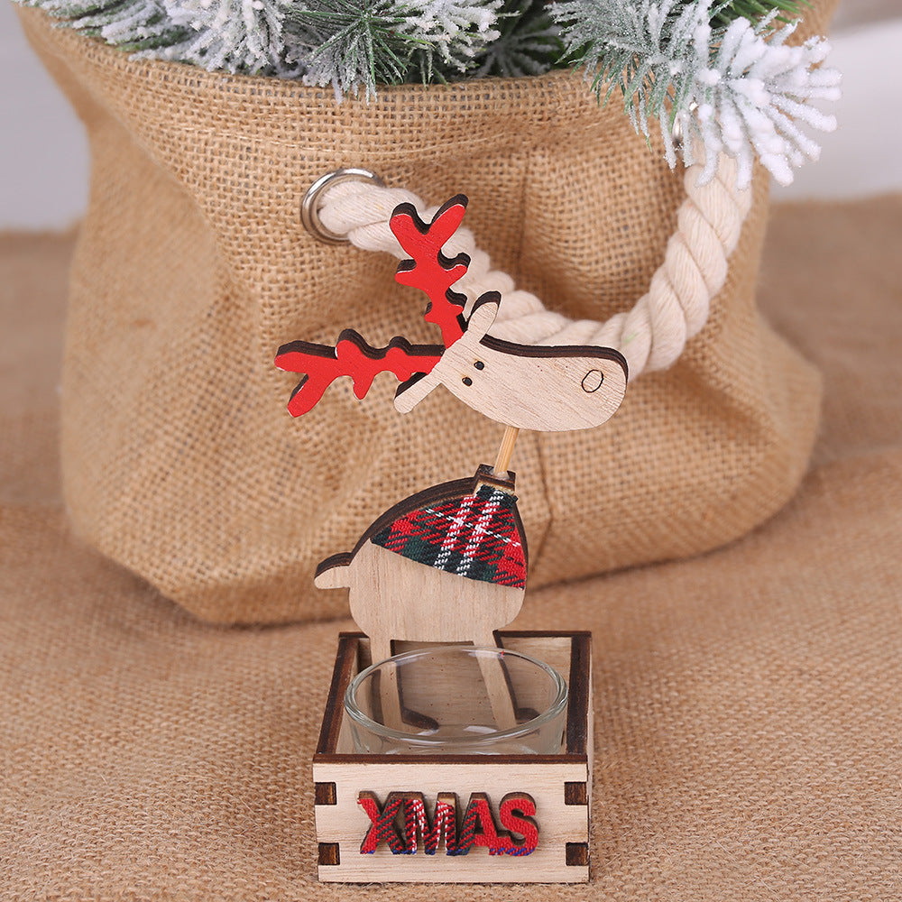 Christmas Elk Wooden Candlestick - HOMYEA