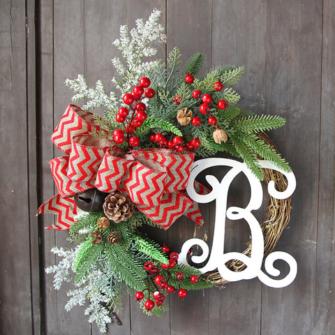 Christmas Rattan Bow Wreath - HOMYEA