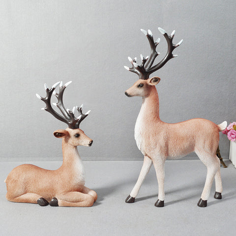 Resin Elk Sculpture-A Pair - HOMYEA